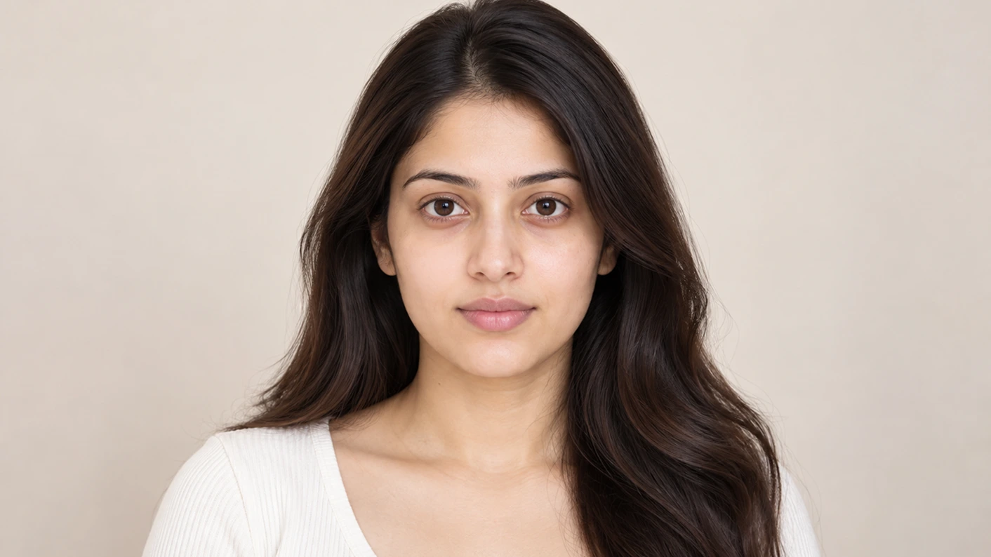 The same model without makeup
