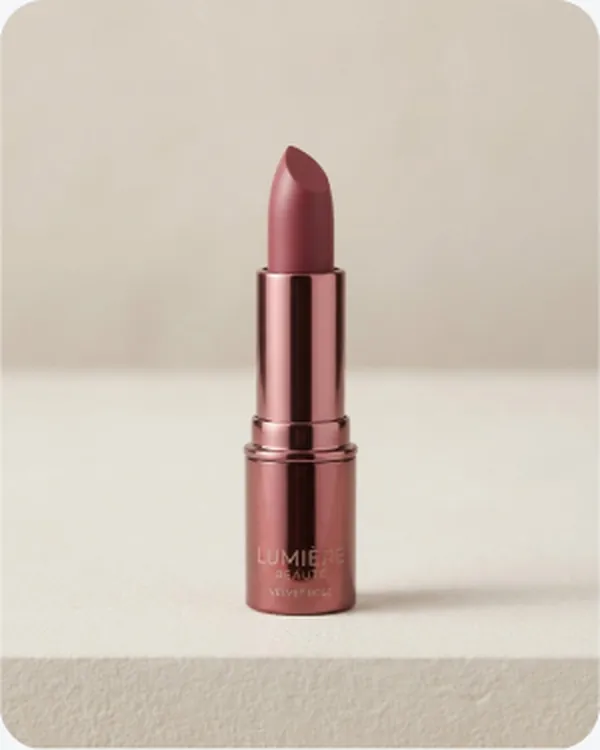 Open lipstick bullet on a plain ground