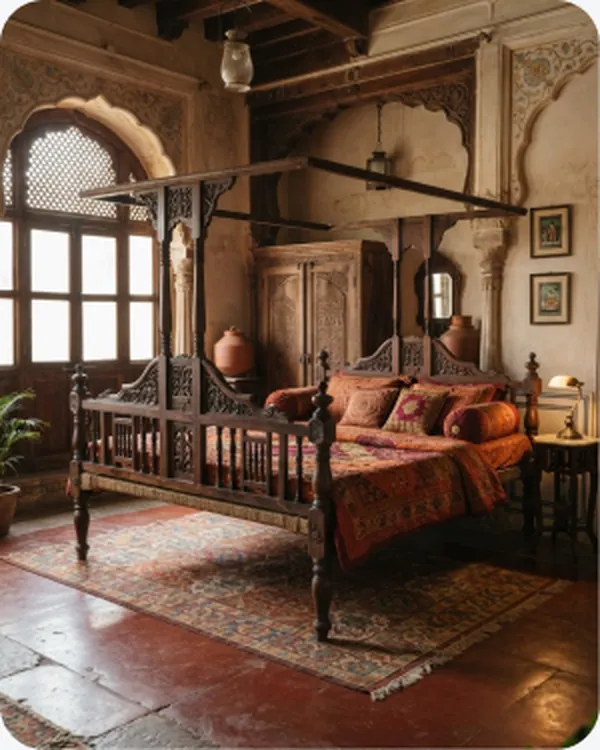 Carved daybed in a heritage interior