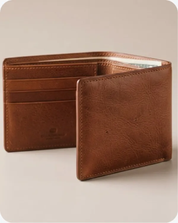 Tan leather wallet and card holder